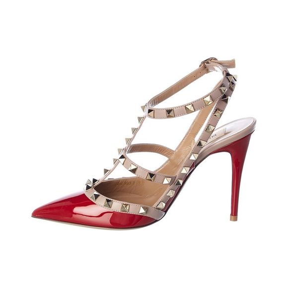 Valentino Rockstud Caged 100 Patent Pump, Red - Picture 2 of 5